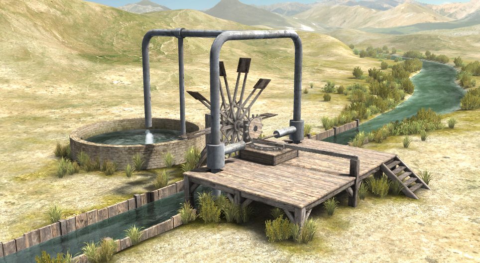 Medieval Arab water pump (Al-Jazari, 13th century)