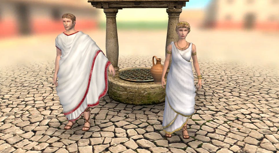 Senador romano y su esposa en la Antigua Roma