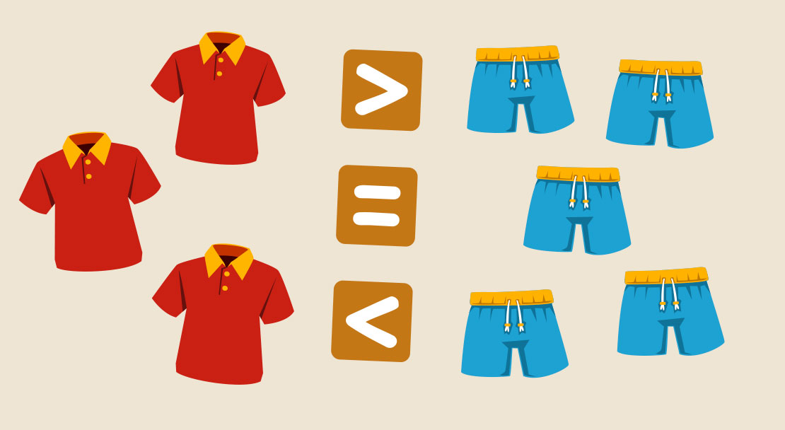 多いか少ないか、それとも同じか？