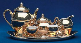 Gold-plated porcelain tea set