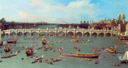 Canaletto: Westminster Bridge, with the Lord Mayor's Procession on the Thames (detail)