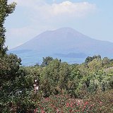 View of Mount Vesuvius from the city of Pompeii