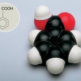 The space-filling model of a benzoic acid molecule