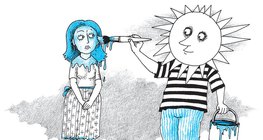 Pirosra festi a lányt a Nap