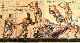 Gladiators on a Roman mosaic