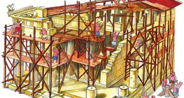 This is what the construction of a temple building may have looked like in ancient Hellas in the 5th century BC