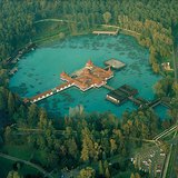 An aerial image of Lake Hévíz (Hungary)