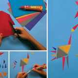 Making birds from coloured paper