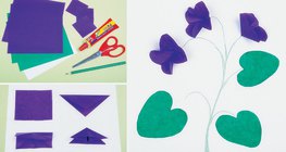 Making a violet from coloured paper