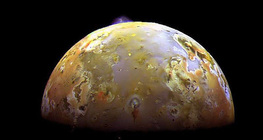 Volcanic eruption on Io, a moon of Jupiter