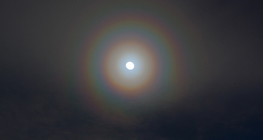 Lunar corona in the form of coloured rings