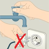 Do not touch electrical equipment and an earthed object at the same time