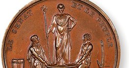 Bronze medal depicting the coronation of Napoleon