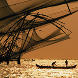 Fishing nets at sunset