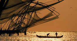 Fishing nets at sunset
