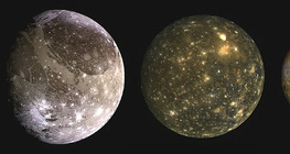 The four largest moons of Jupiter: Ganymede, Callisto, Io and Europa