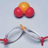 The space-filling and stick model of the sulfur dioxide molecule