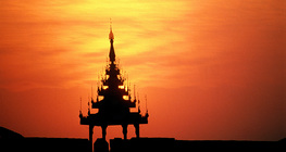 Bastion of the Mandalay Palace at sunset