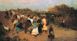Lajos Deák-Ébner - Harvesters Returning Home (1881)