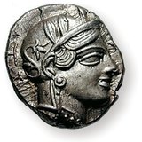 An Athenian tetradrachm (Ancient Greek silver coin)