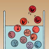 От повърхността на течността се отделят малки газови частици