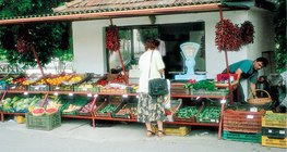 Grocery stand in early summer