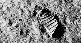 A footprint of an astronaut on the Moon
