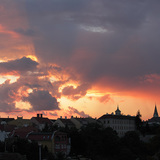 Ефектът на Тиндал, наблюдаван при залез-слънце.