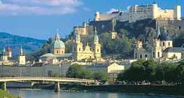 Cityscape of Salzburg with the Hohensalzburg Castle in the background
