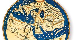 The Arab geographer, Al-Idrisi's map engraved on a silver plate (12th century)