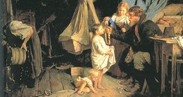 Inside a Russian peasant's hut