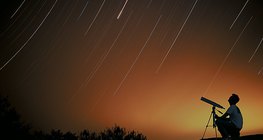 Star trails captured with long exposure time