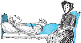 Asszony figyel férjének halálos ágyánál