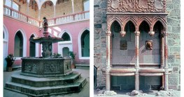The main attractions of the renovated Visegrád Castle are the red-marble fountain and the fountain with lions