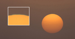 The colour of the rising sun's rim can become green due to atmospheric inversion