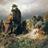 Székely Bertalan: II. Lajos király holttestének megtalálása (1860, historizmus)