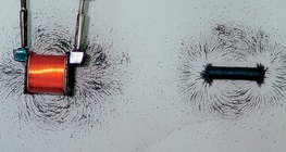 Magnetic field of a current-carrying coil and a bar magnet