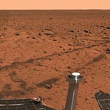 The surface of Mars in an image of the Spirit Mars rover