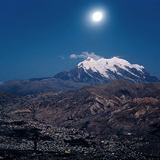 La Paz with the Andes in the moonlight