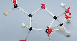 Space-filling and ball-and-stick models of β-D-fructose molecule