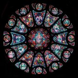 Rose window in the Gothic Cathedral of Reims