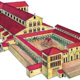 Reconstruction drawing of St Peter's Basilica from 1450 (Early Christian art)