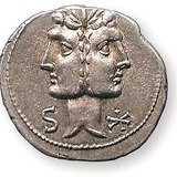 A Roman coin depicting Janus, the two-faced god