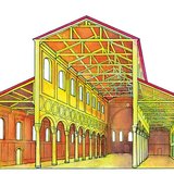 Cross section of the Basilica of Sant'Apollinare in Classe, Ravenna, Italy (536-549, Early Christian art)