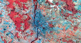 A false colour image of Budapest, Hungary