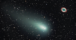 Fragment of Comet 73P/Schwassmann-Wachmann 3 with Ring Nebula