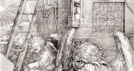 Albrecht Dürer's Melencolia I featuring his famous magic square