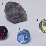 Corundum (1), ruby (2) and sapphire (3,4)