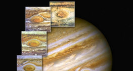 The change of Jupiter's Great Red Spot over seven years in a series of images