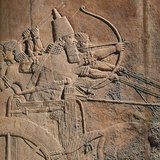 Ashurbanipal hunting lions (Nineveh, Mesopotamia, 650 BC)